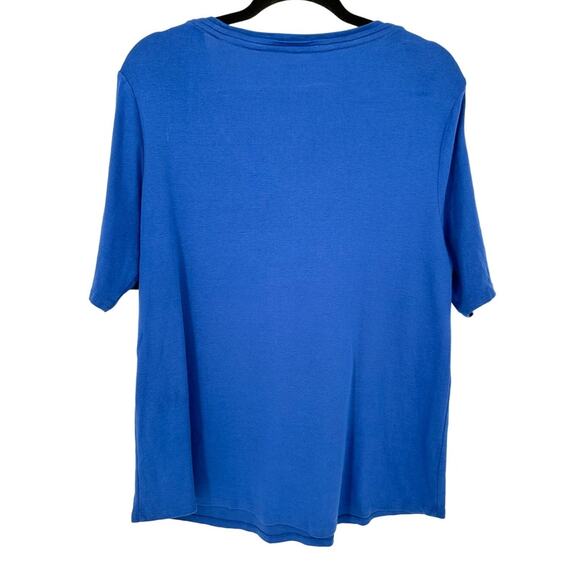 Chico's The Ultimate Tee Pima Cotton Short Sleeve Blue Soft Stretch Casual L - Picture 2 of 8